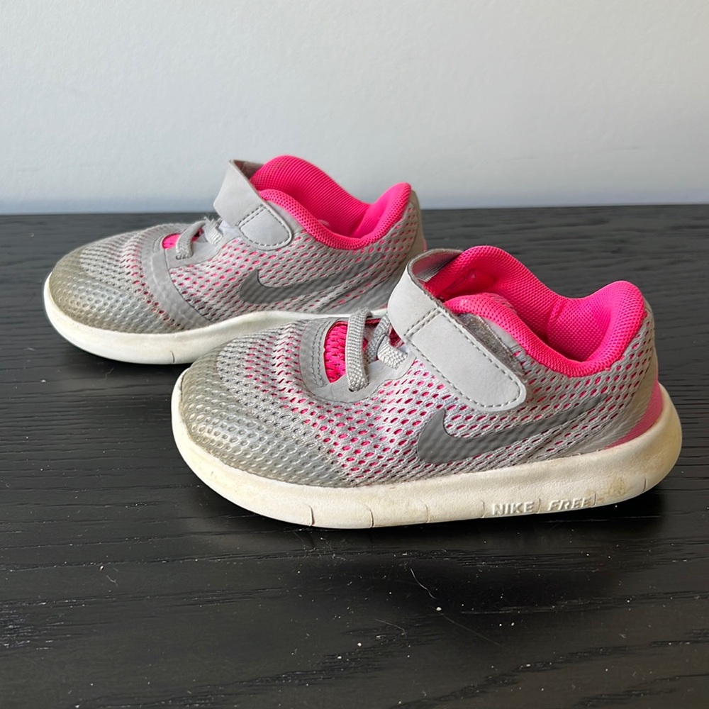Baby Girl Pink and Gray Nike Sneakers